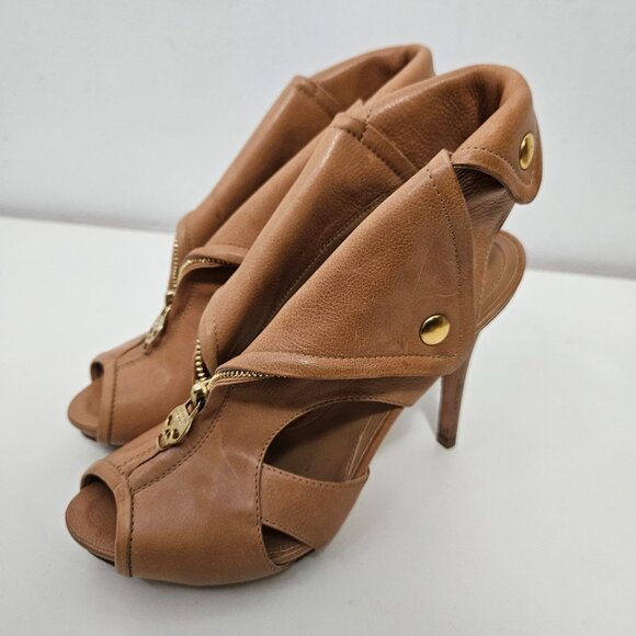 Alexander McQueen Faithfull Biker Stiletto Heels Skull Zippers Sz 6.5 US/ 37 EUR - Picture 3 of 16